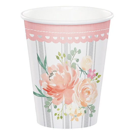 Farmhouse Floral Cups, 9 oz, 8 ct
