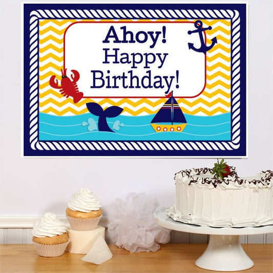 Ahoy Matey Party Sign, 8.5x11 Printable PDF Digital Download by Birthday Direct