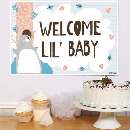 Little Bear Baby Shower Sign, 8.5x11 Printable PDF Digital Download by Birthday Direct