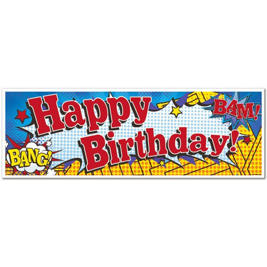 Comic Book Hero Birthday Tiny Banner, 8.5x11 Printable PDF Digital Download by Birthday Direct
