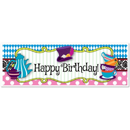 Mad Hatter Tea Birthday Tiny Banner, 8.5x11 Printable PDF Digital Download by Birthday Direct