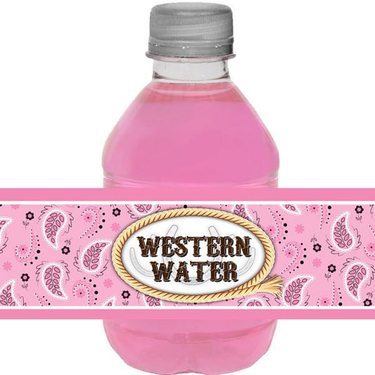Birthday Direct's Bandana Pink Party Water Bottle Labels