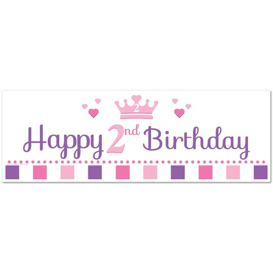 Little Princess 2nd Birthday Tiny Banner, 8.5x11 Printable PDF Digital Download by Birthday Direct