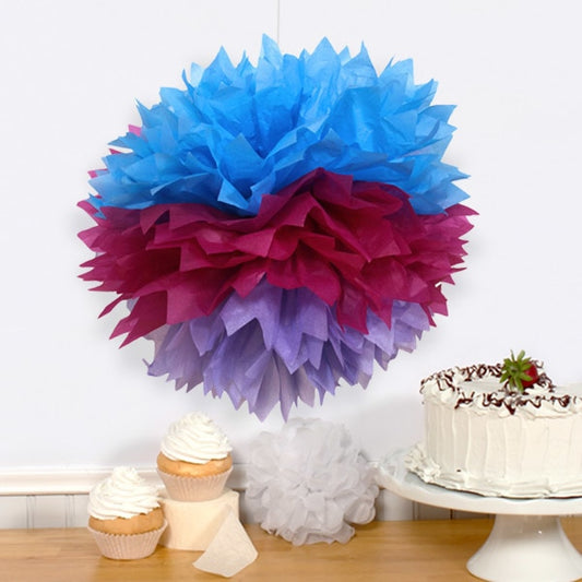 Rainbow Fluffy Tissue Ball Decoration, 16 inch, 3 count