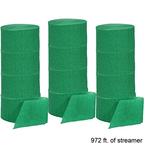 Crepe Streamers 12-81 Foot Rolls Green, 972 feet, set of 12
