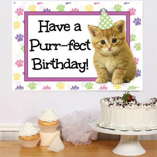Kitten Birthday Sign, 8.5x11 Printable PDF Digital Download by Birthday Direct