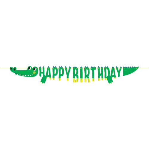 Alligator Party Shaped Banner with Ribbon, 7 x 72 inch, each