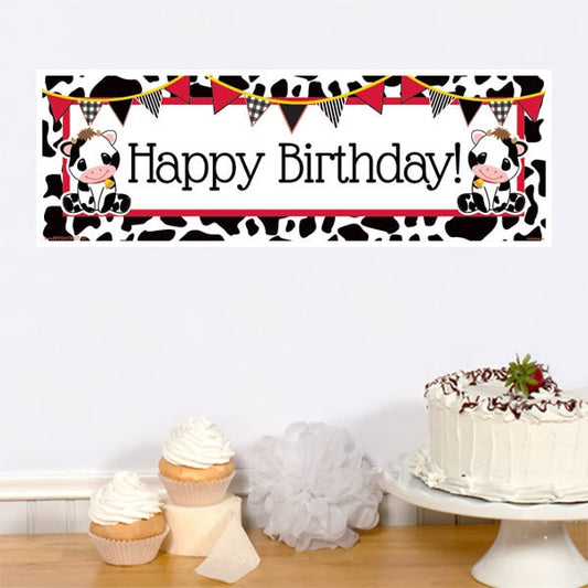 Little Cow Birthday Tiny Banner, 8.5x11 Printable PDF Digital Download by Birthday Direct