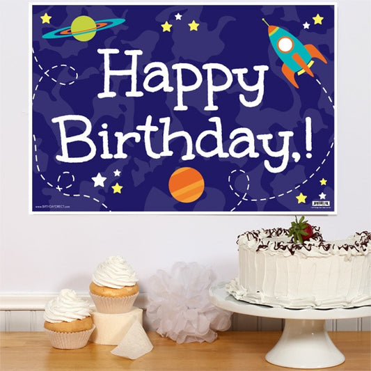 Space Rocket Birthday Sign, 8.5x11 Printable PDF Digital Download by Birthday Direct