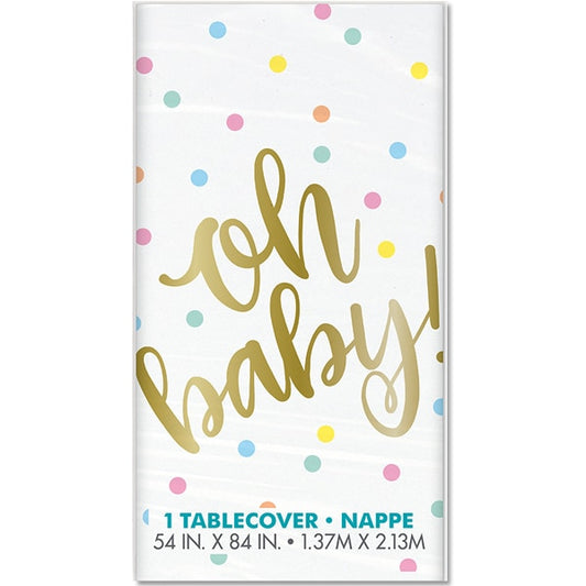 Oh Baby Shower Table Cover, 54 x 84 inch