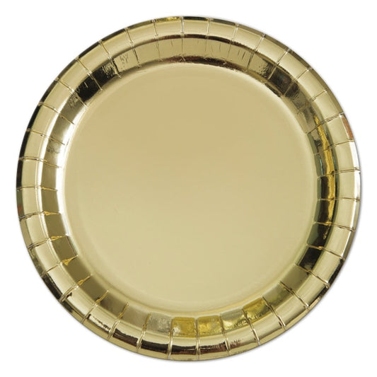 Gold Foil Round Dessert Plates, 7 inch, 8 count
