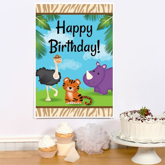 Jungle Animals Birthday Sign, 8.5x11 Printable PDF Digital Download by Birthday Direct