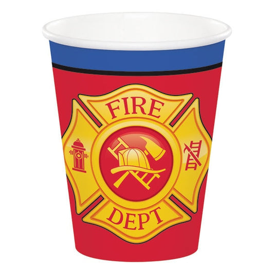 Firefighter Fire Engine Cups, 9 oz, 8 ct