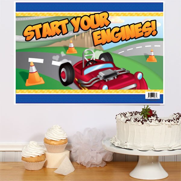 Roadster Race Party Sign, 8.5x11 Printable PDF Digital Download by Birthday Direct