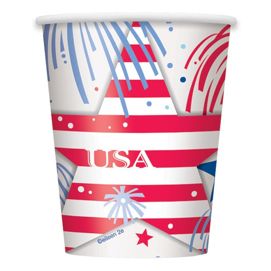 USA Fireworks Cups, 9 oz, 8 ct