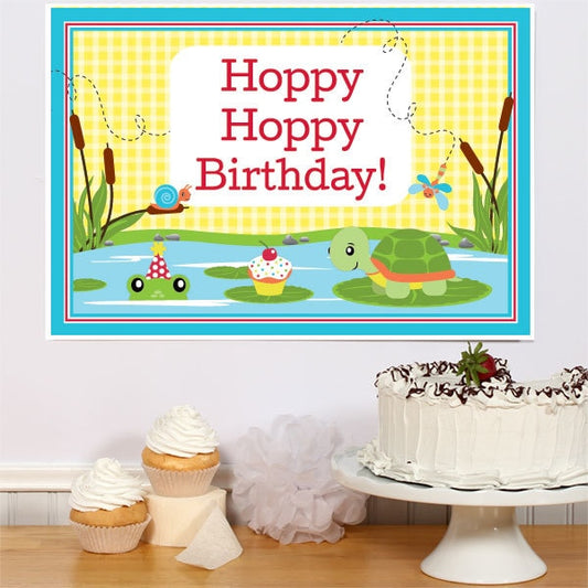 Frog and Turtle Birthday Sign, 8.5x11 Printable PDF Digital Download by Birthday Direct