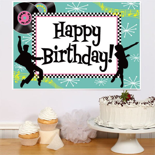 Rock and Roll Birthday Sign, 8.5x11 Printable PDF Digital Download by Birthday Direct