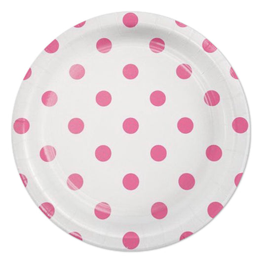 Candy Pink Dots and Stripes Dessert Plates, 7 inch, 8 count