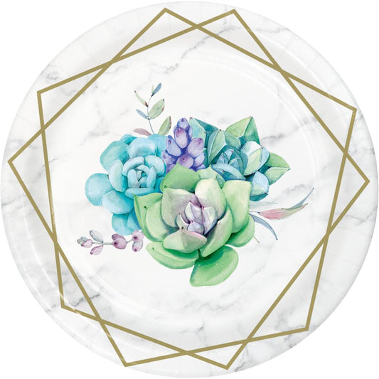 Geometric Succulents Dessert Plates, 7 inch, 8 count