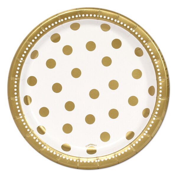 Golden Birthday Dessert Plates, 7 inch, 8 count