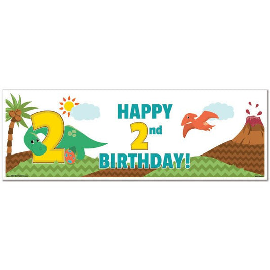 Little Dinosaur 2nd Birthday Tiny Banner, 8.5x11 Printable PDF Digital Download by Birthday Direct