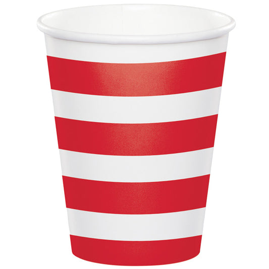 Classic Red with White Stripe Cups, 8 oz, 8 ct