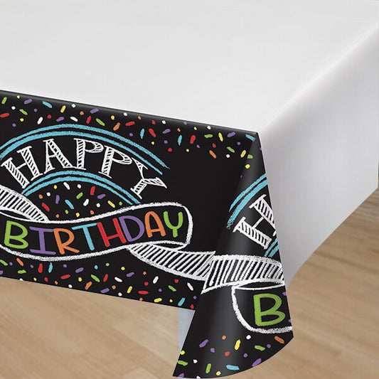 Chalk Birthday Table Cover, 54 x 102 inch