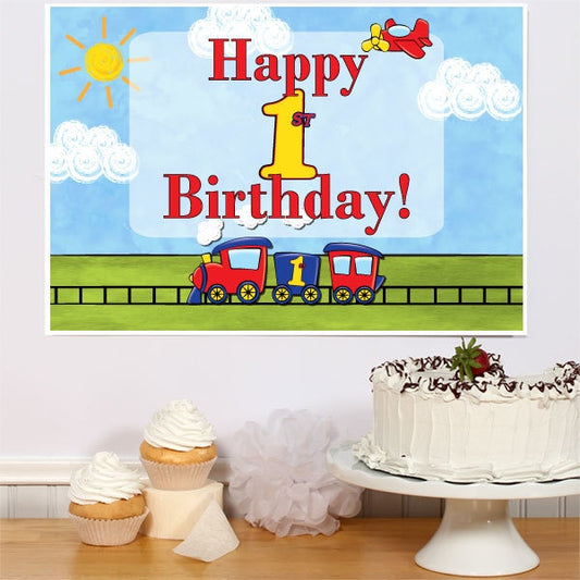 Little Train and Plane 1st Birthday Sign, 8.5x11 Printable PDF Digital Download by Birthday Direct