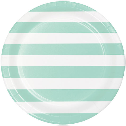 Fresh Mint with White Stripes Dinner Plates, 9 inch, 8 count