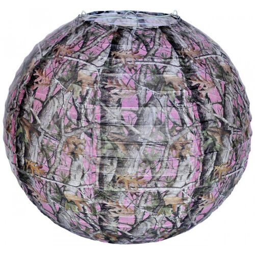 Camouflage Pink Paper Lantern, 12 inch, 1 count