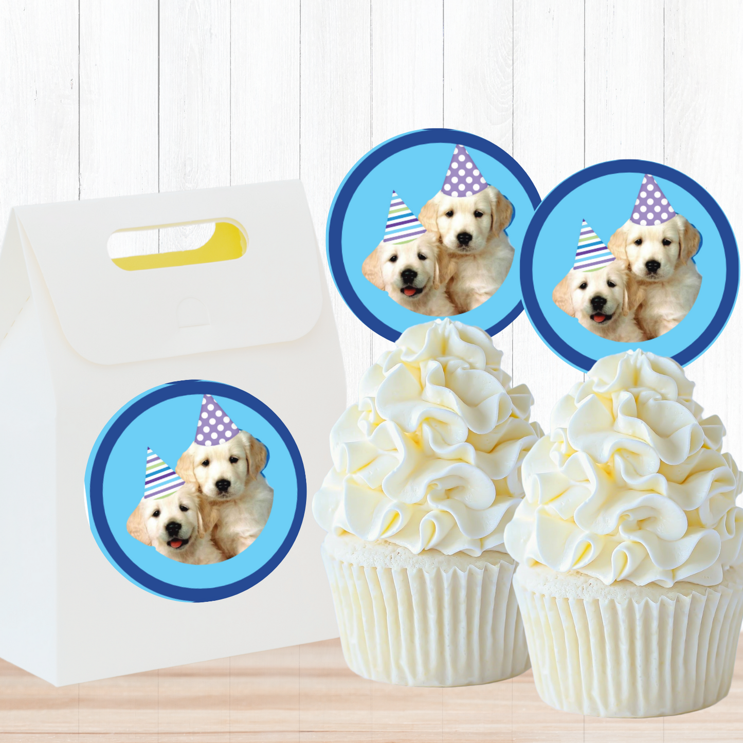 Golden Puppy Party Circles, Printable PDF, Instant Download