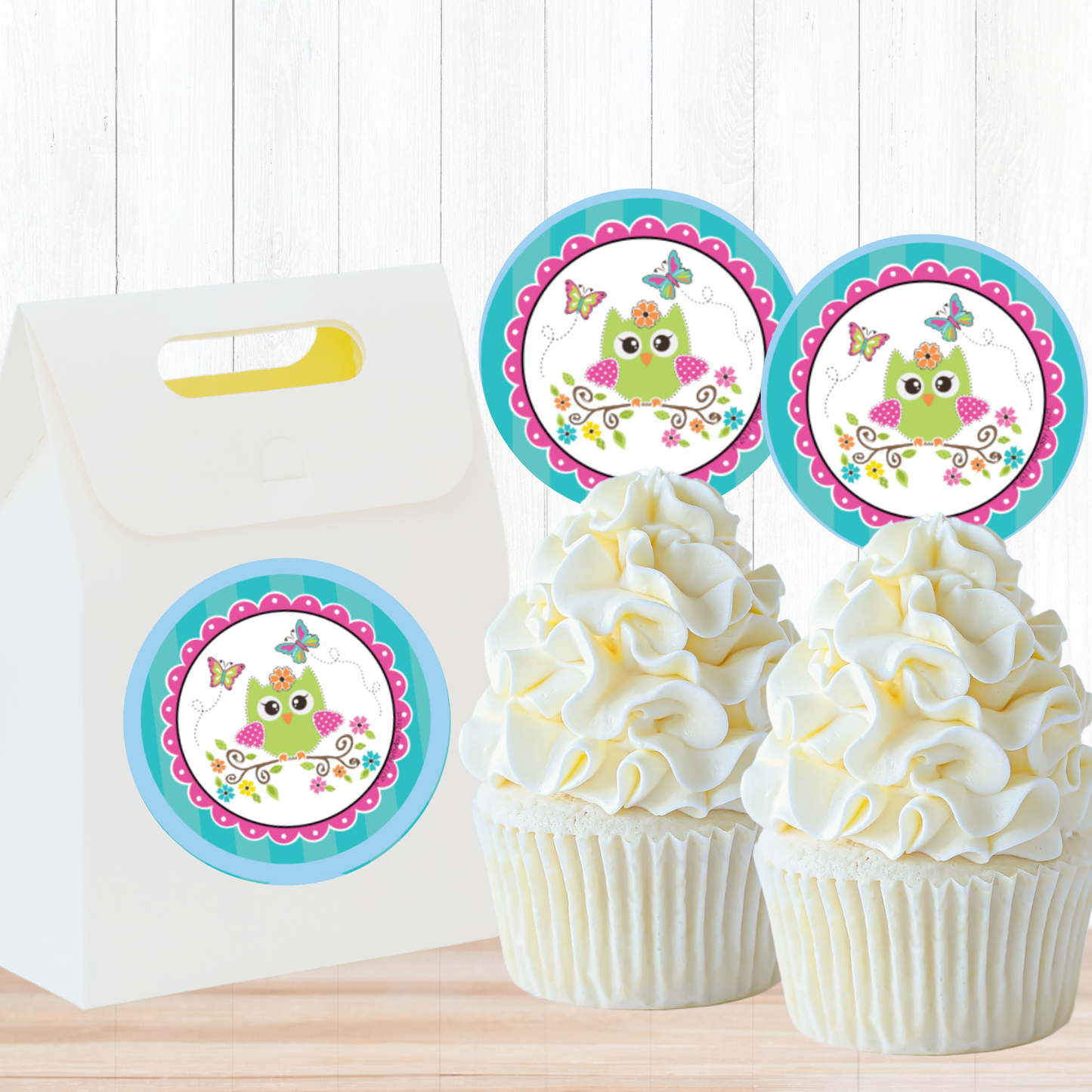 Little Owl Party Circles, Printable PDF, Instant Download