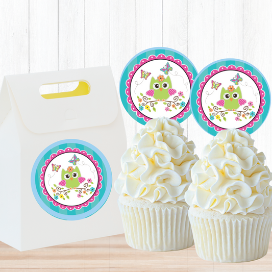 Little Owl Party Circles, Printable PDF, Instant Download