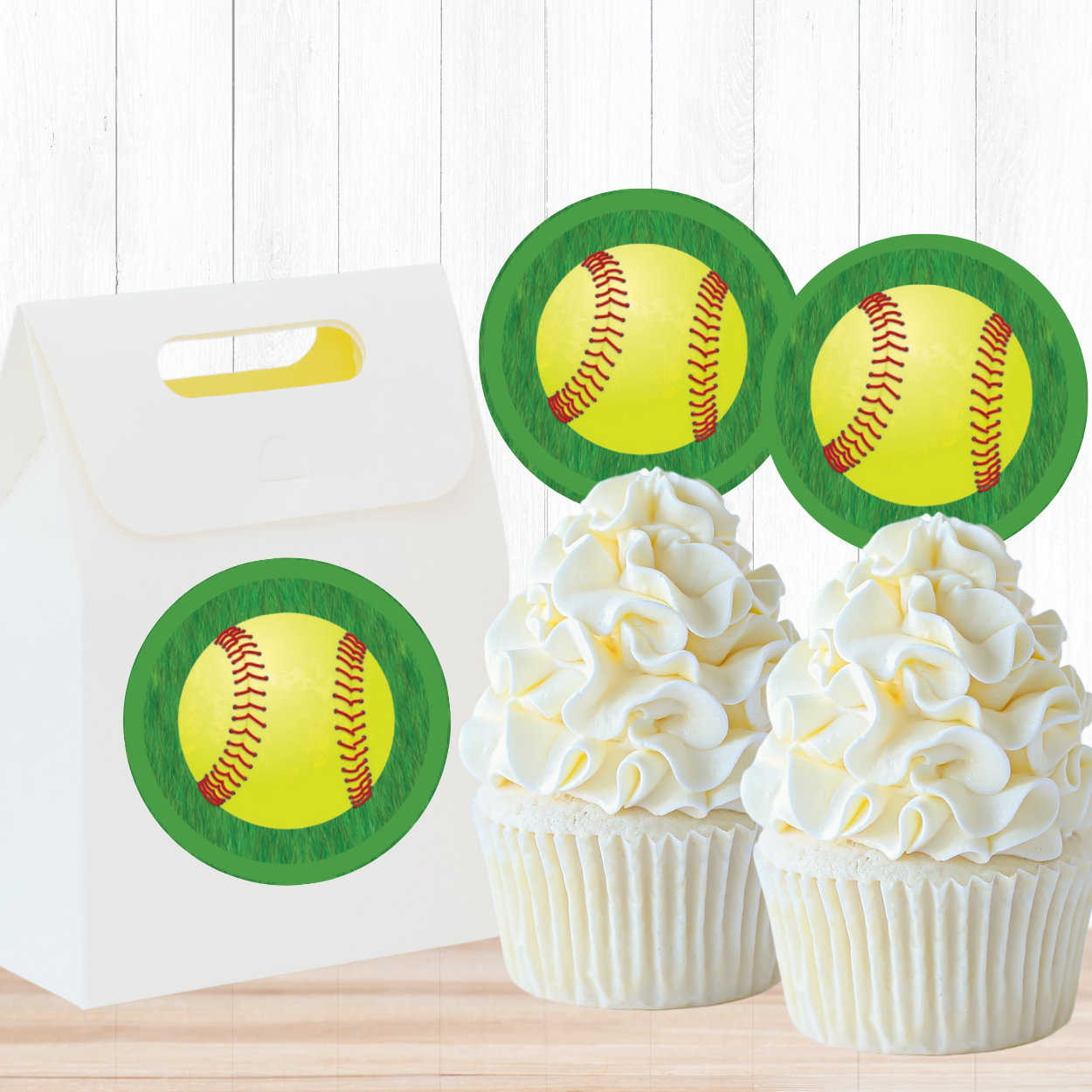 Softball Party Circles, Printable PDF, Instant Download