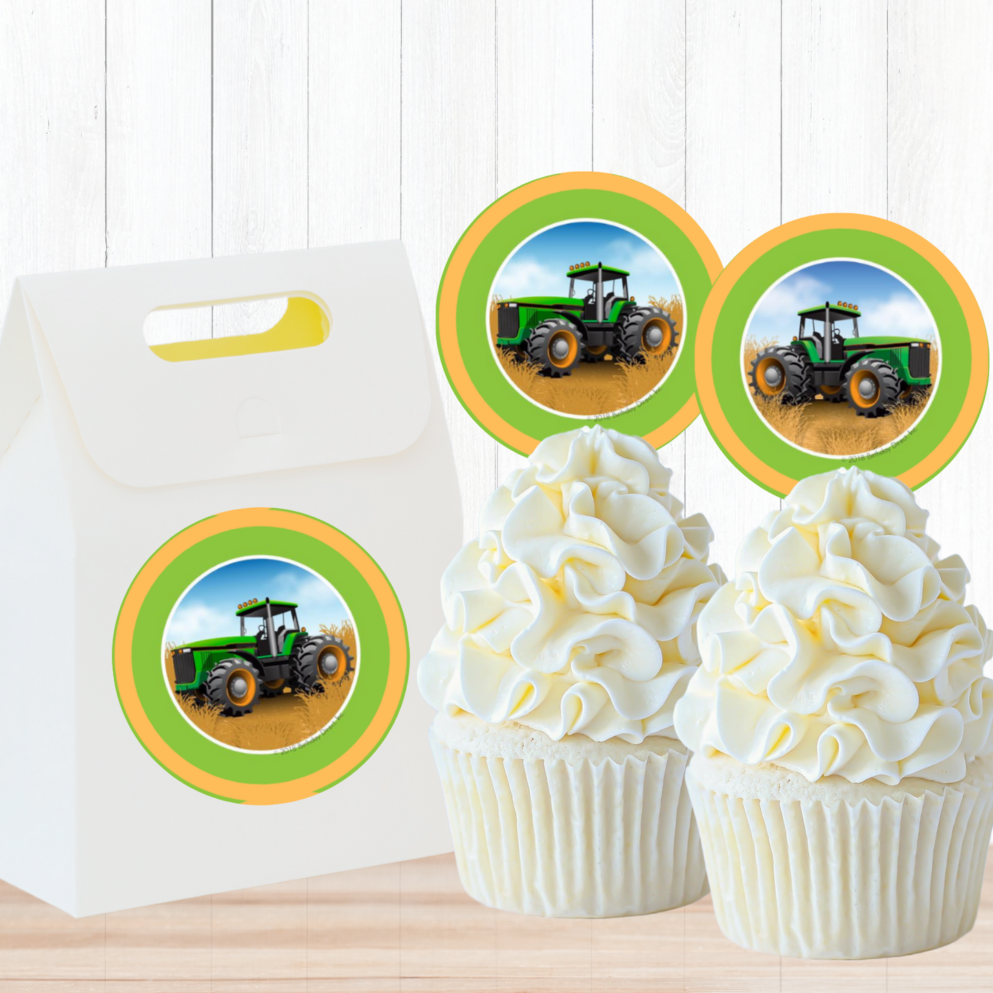Farm Tractor Party Circles, Printable PDF, Instant Download