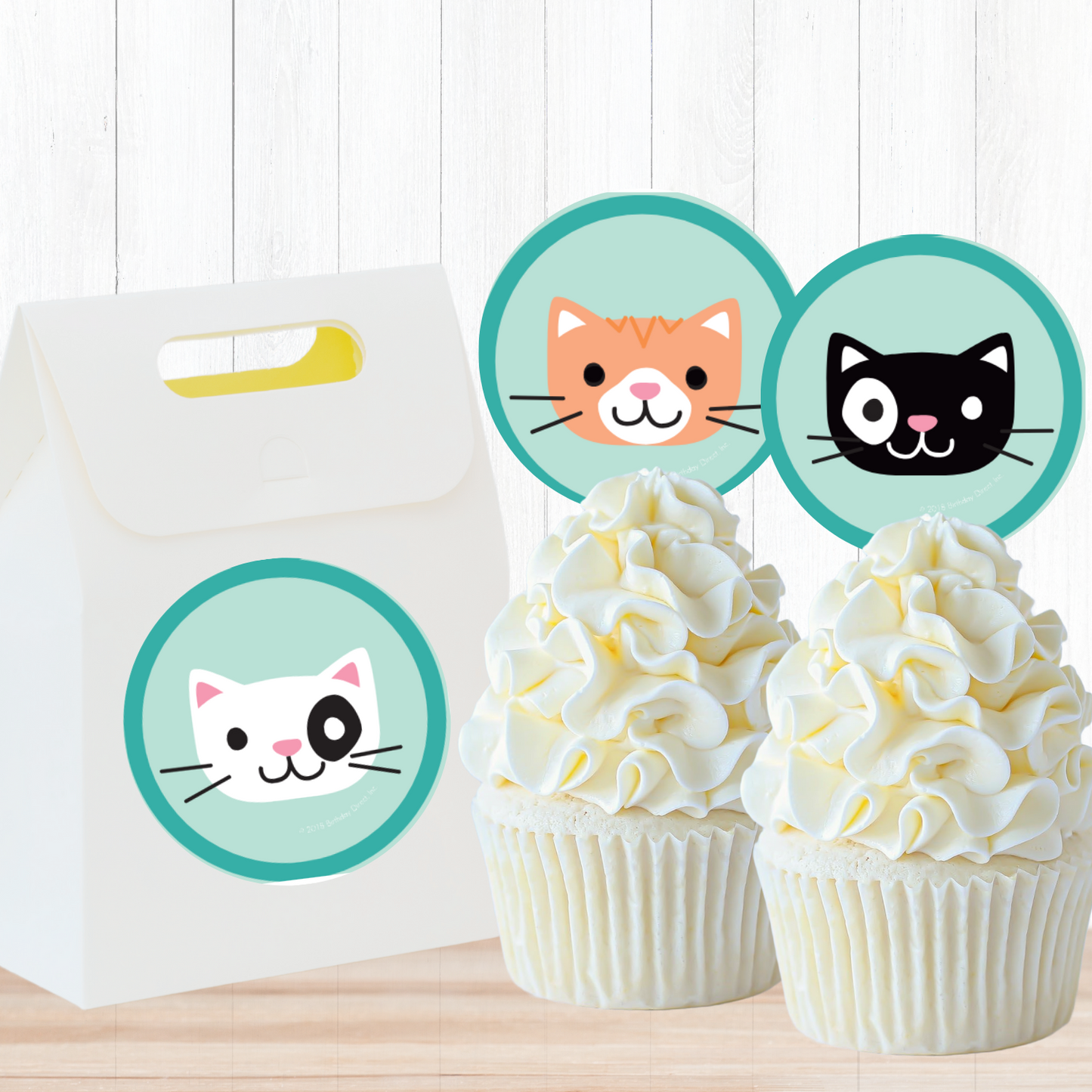 Little Cat Party Circles, Printable PDF, Instant Download