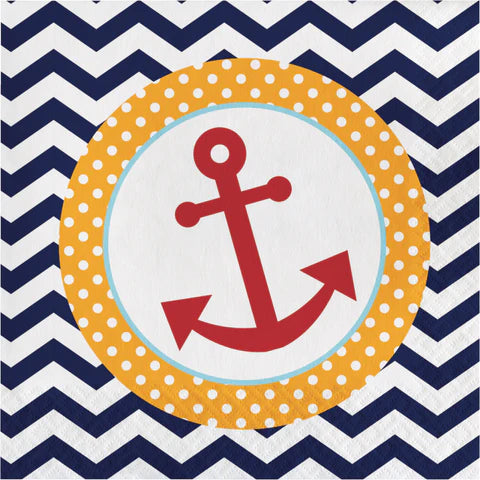 Ahoy Matey Party Lunch Napkins, 6.5 inch fold, set of 18
