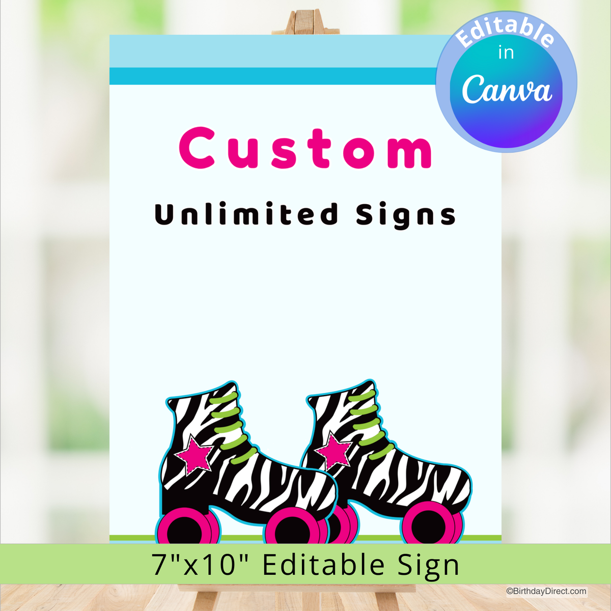 Little Roller Skate Table Signs | Printable Decorations – BirthdayDirect