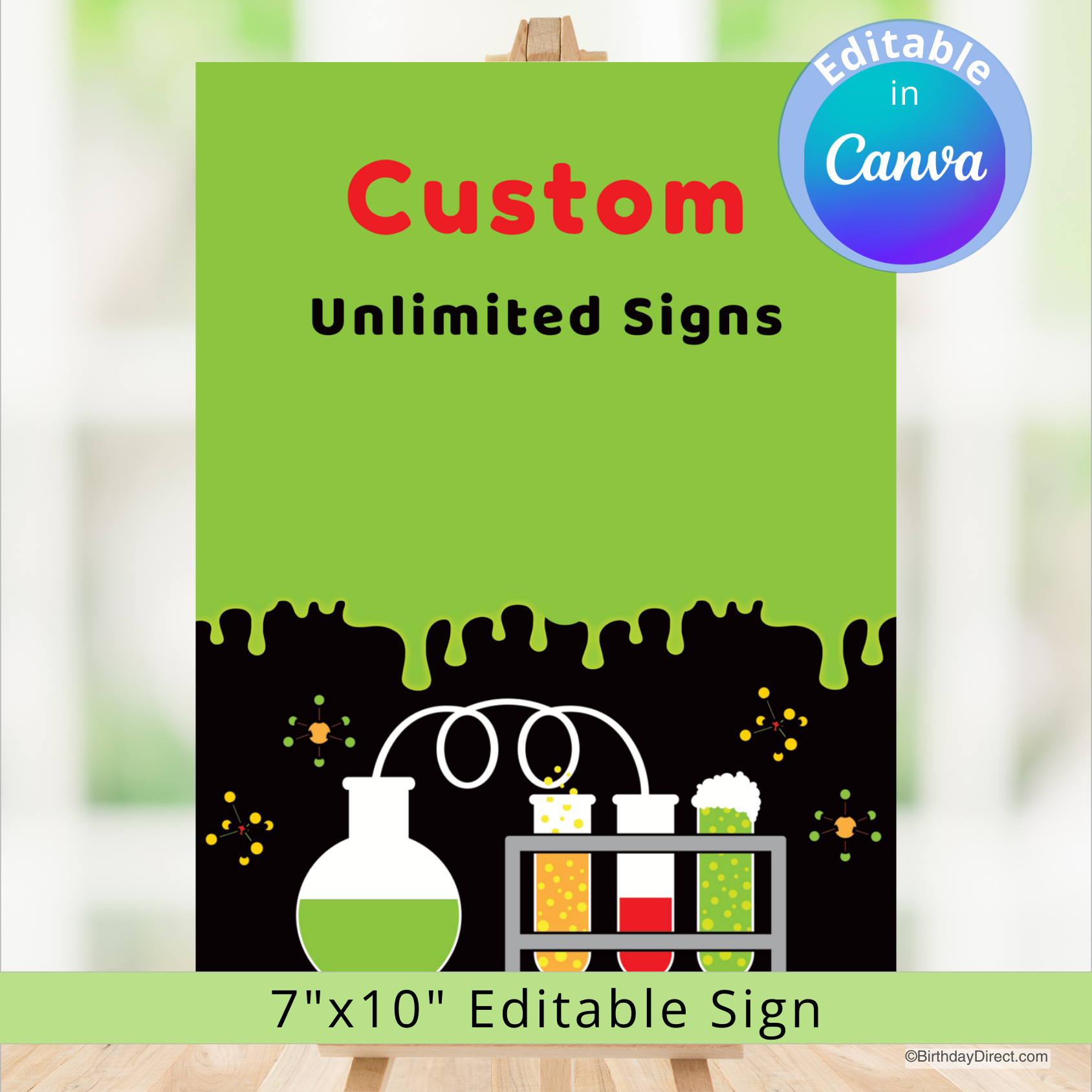 Slime Lab Sign Little Slime Scientist Table Signs | Printable Decorations – BirthdayDirect
