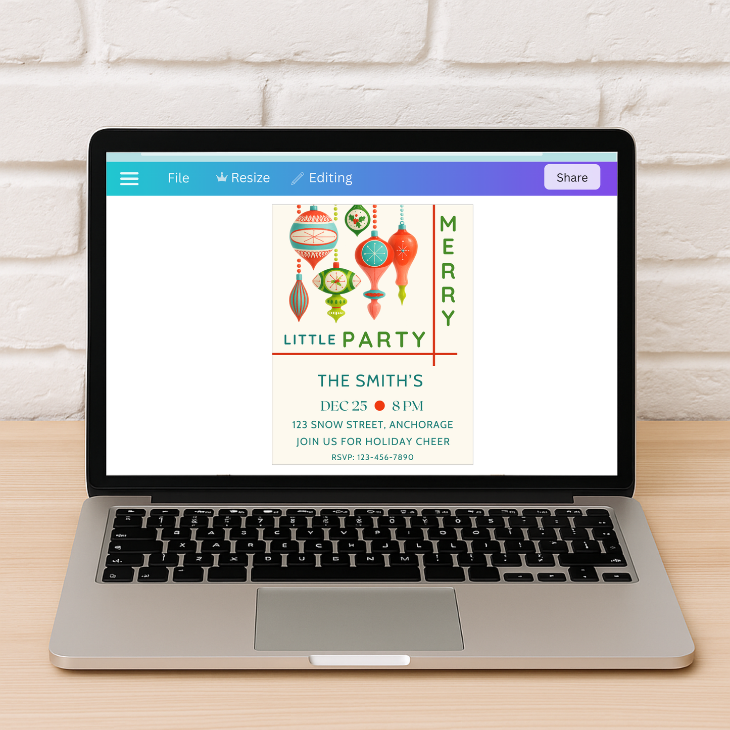 Mid-Century Magic Christmas Invitation — Editable Retro Holiday Party Template