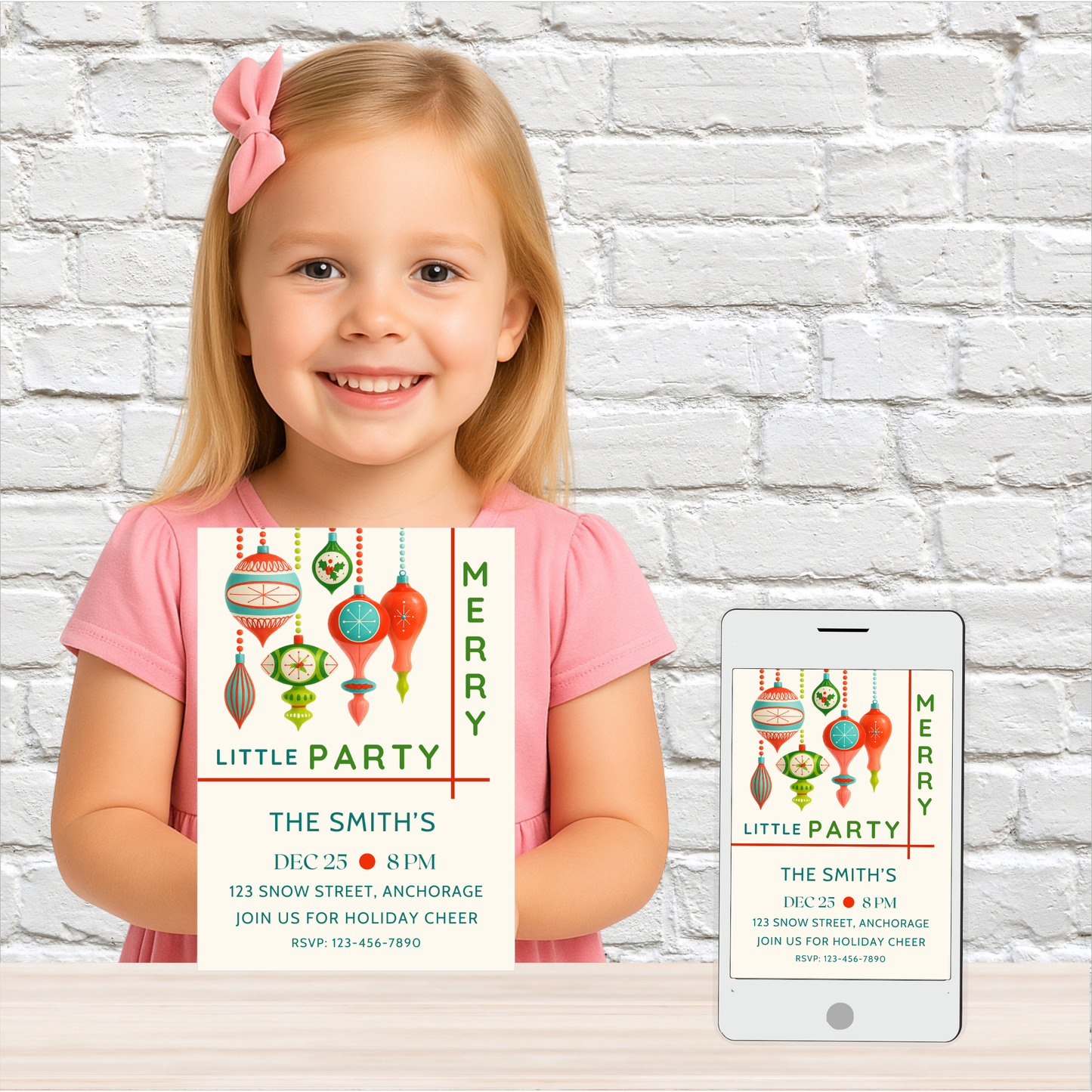 Mid-Century Magic Christmas Invitation — Editable Retro Holiday Party Template