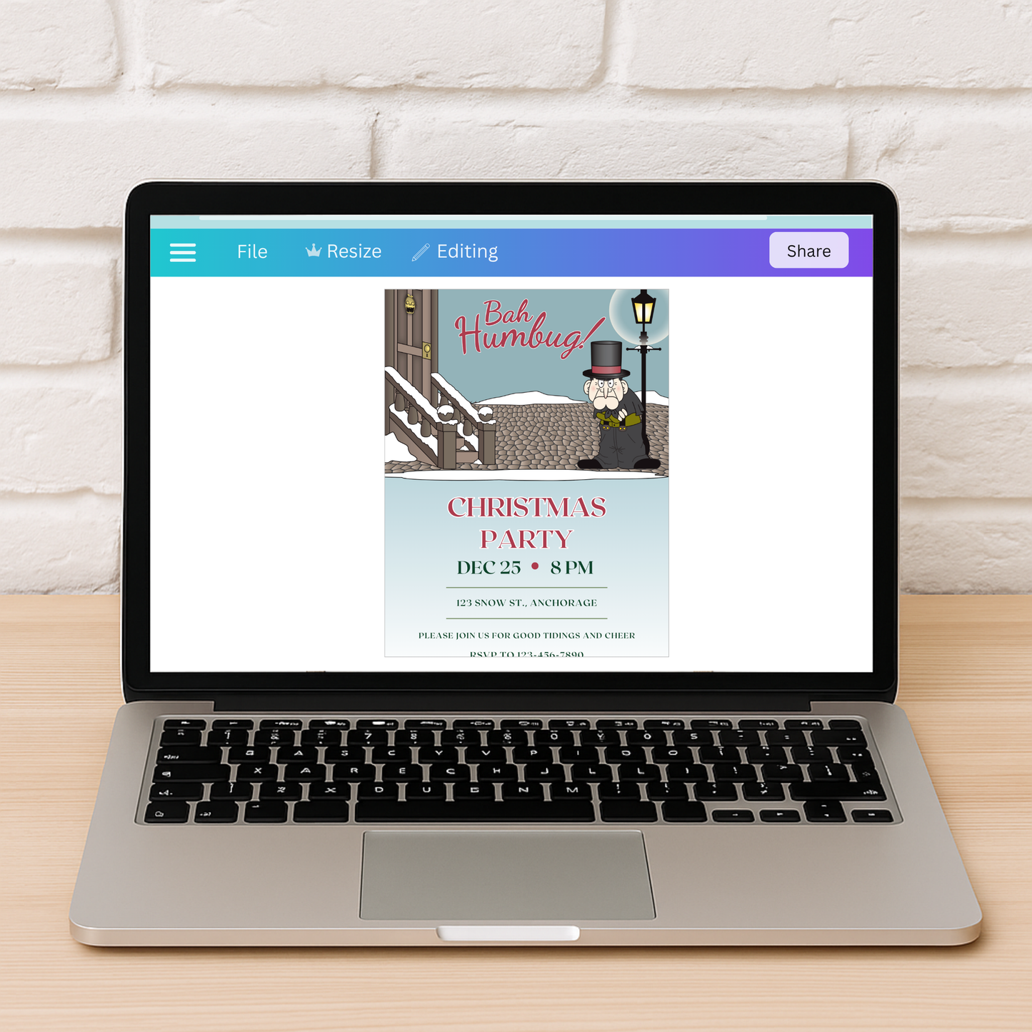 Bah Humbug Christmas Invitation — Funny Scrooge Holiday Party Template