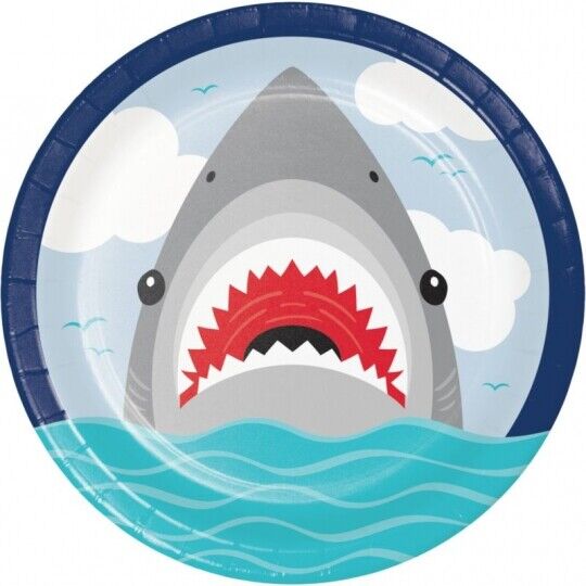 Shark Party Dinner Plates, 9 inch, 8 count