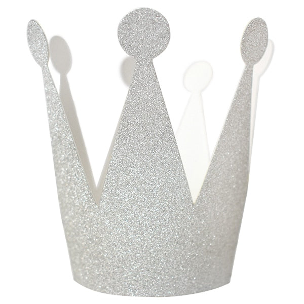 Silver Glitter Mini Paper Crowns