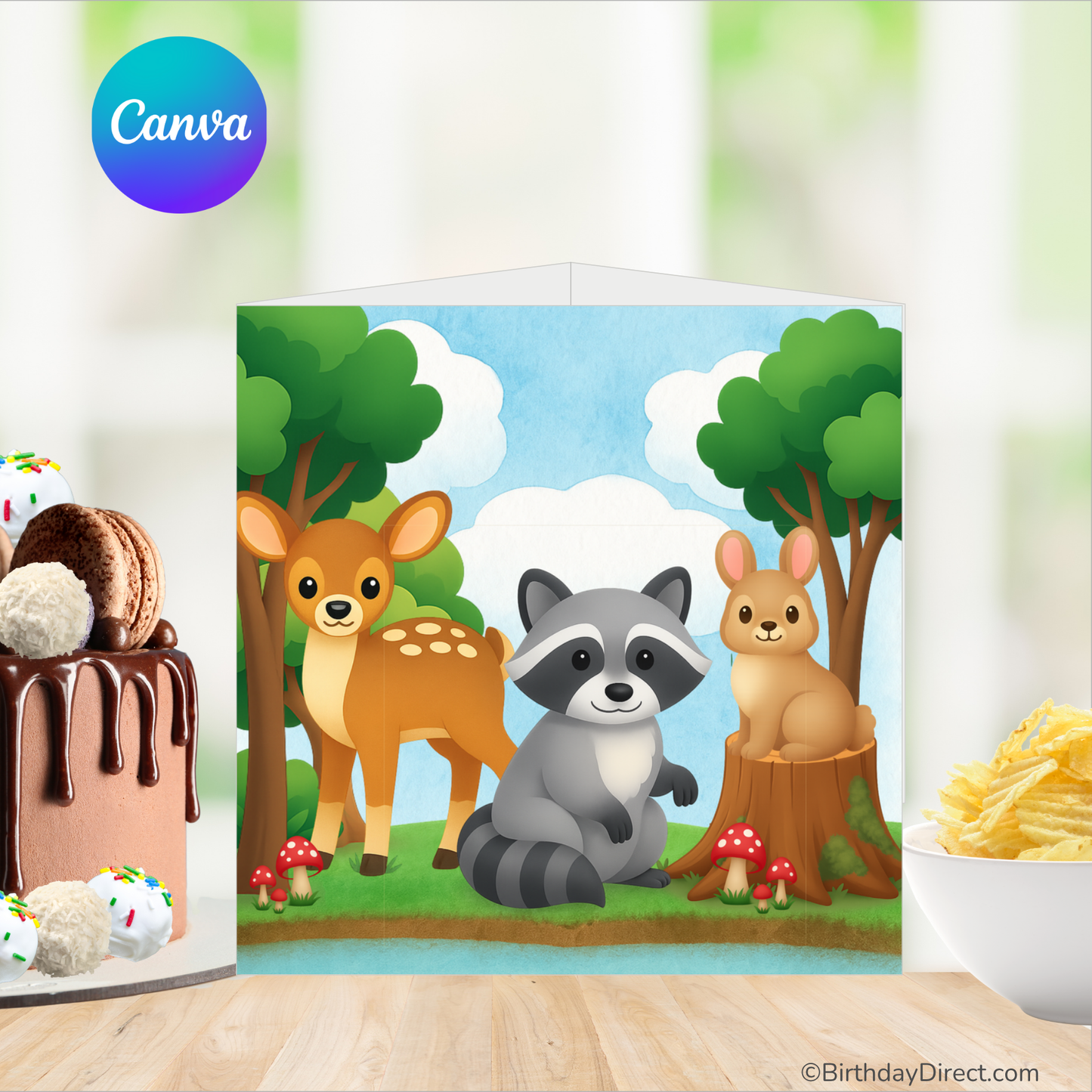 Forest Friends Centerpiece – Editable 7" Canva Template