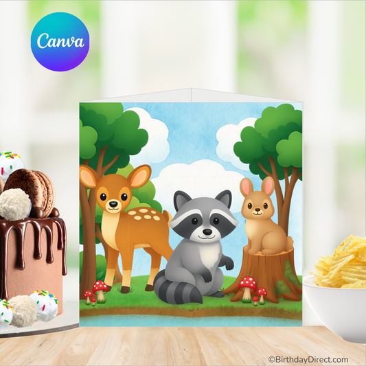 Forest Friends Centerpiece – Editable 7" Canva Template