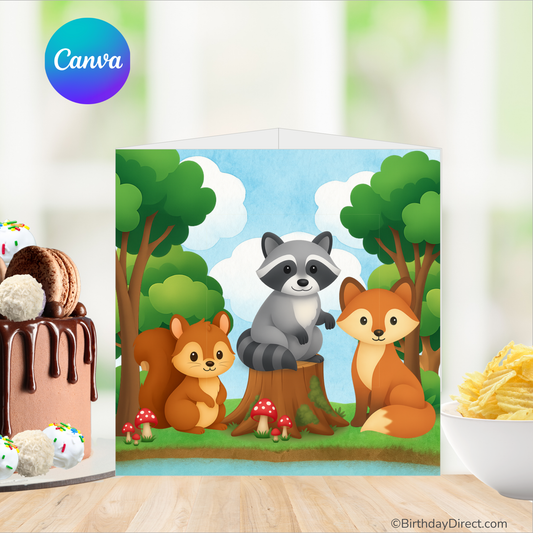 Forest Friends Centerpiece – Editable 7" Canva Template