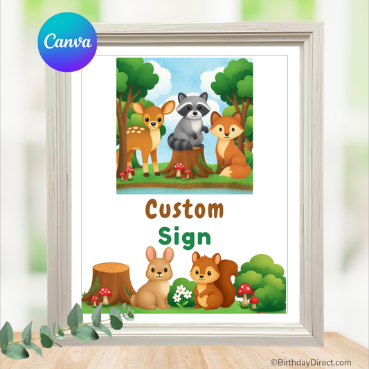 Forest Friends Sign 8x10 Editable Printable