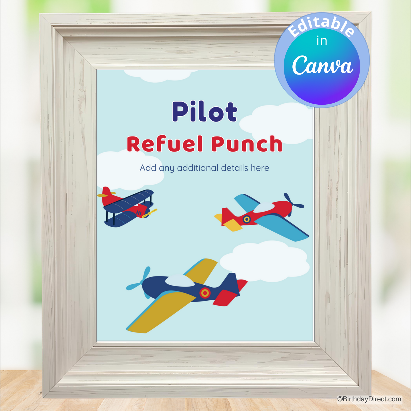 Little Airplane Sign 8x10 Editable Printable