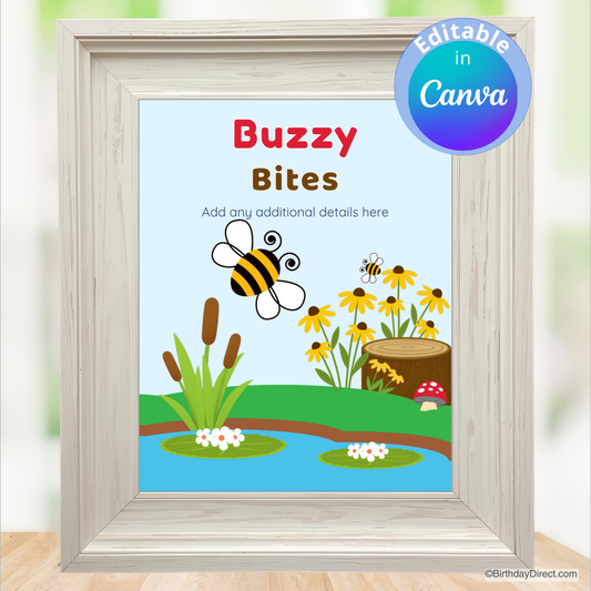 Little Baby Bumble Bee Sign 8x10 Editable Printable